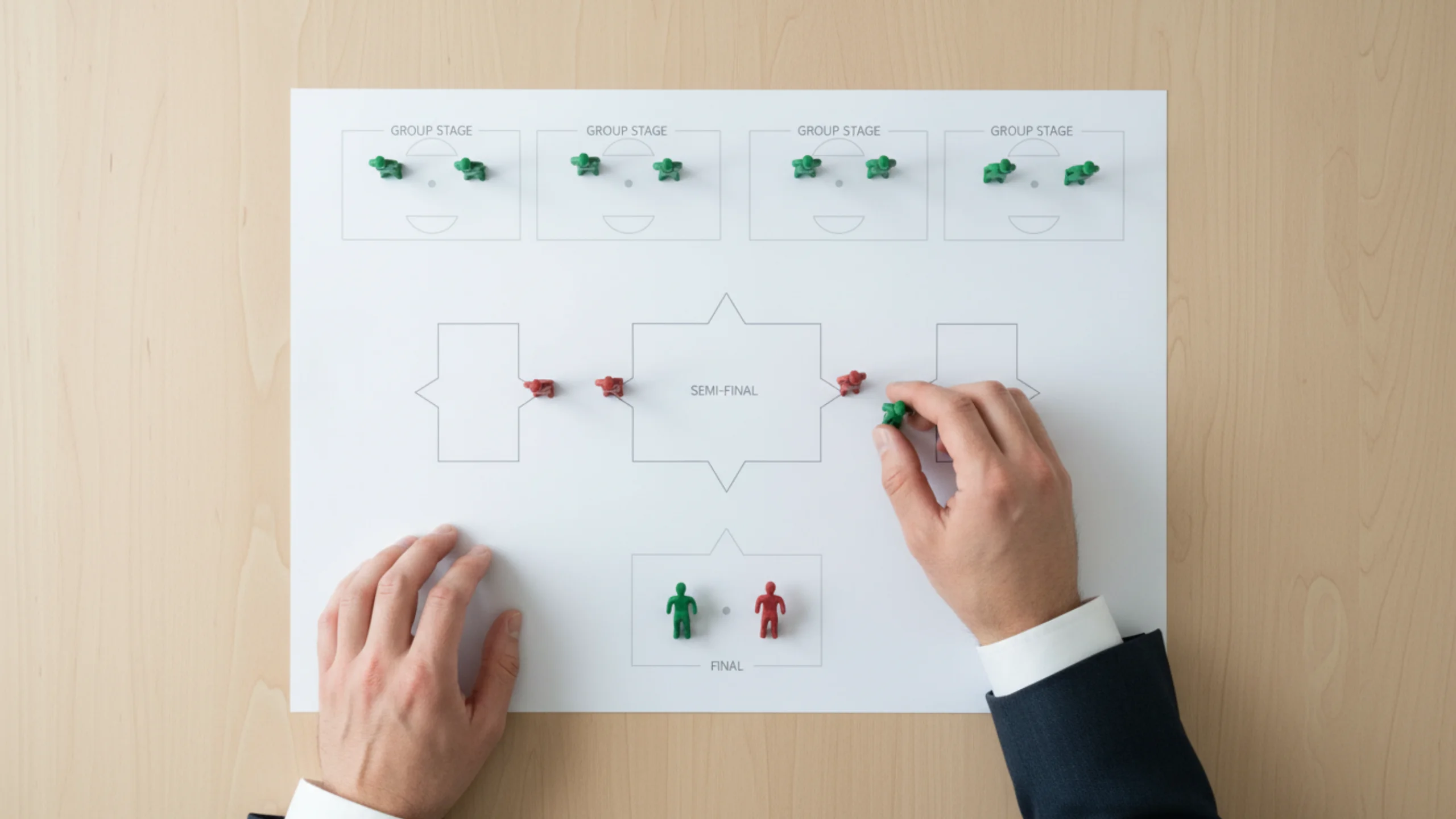 Visualisering af EM turneringsformat med gruppespil og knockoutrunder